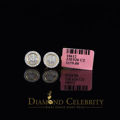 DiamondCelebritees  0.52ct Cubic Zirconia 925 Yellow Silver Women's & Men's Hip Hop Round Earrings