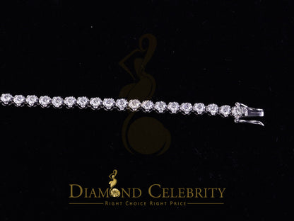 Diamondcelebritees  9ct Moissanite White 925 Silver Round Single Tennis Bracelete 6mm Thick 8" Long