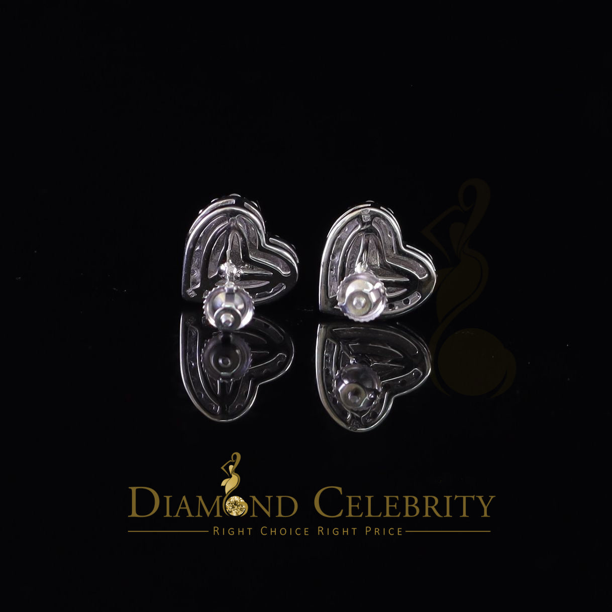 Diamondcelebritees 1.50ct Moissanite White 925 Sterling Silver Women's Heart Shape Nugget Earrings