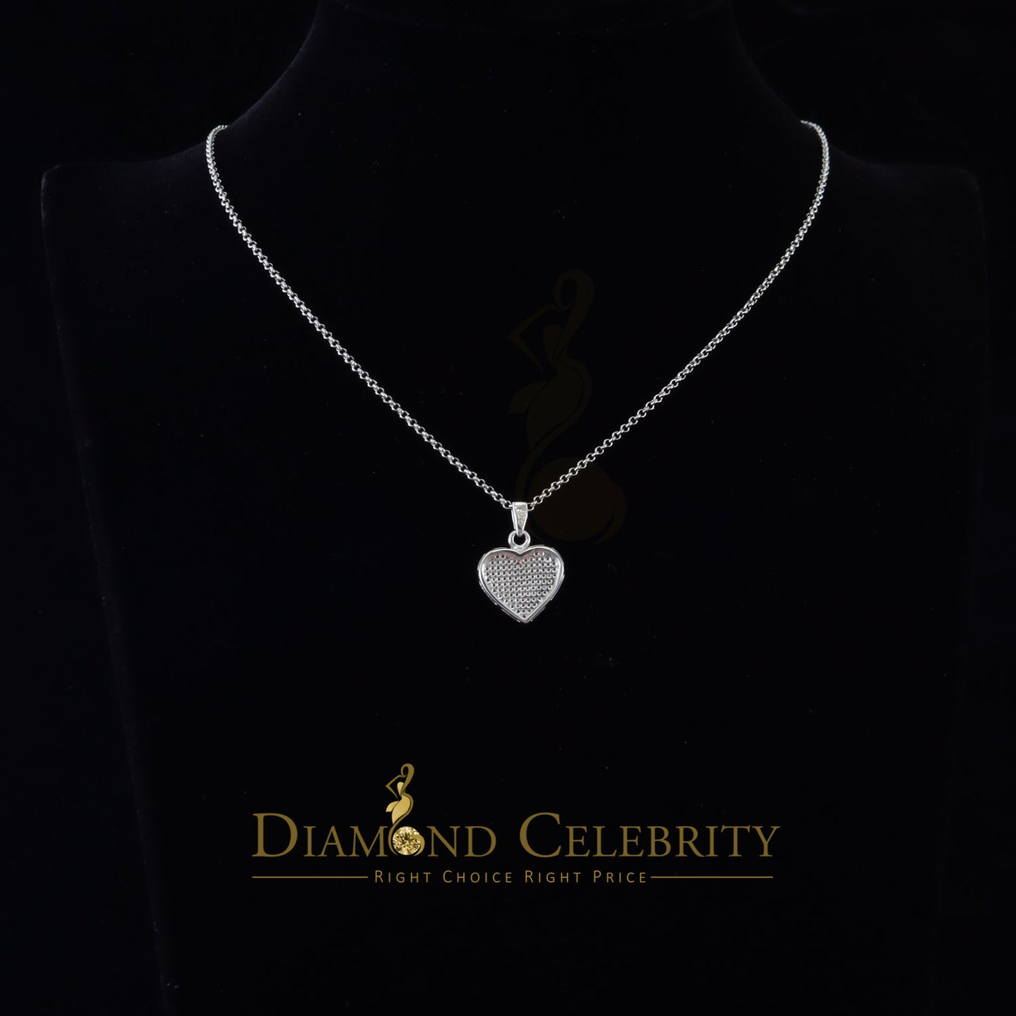 DiamondCelebritees  Real 0.25ct Diamond Sterling 925 Silver HEART Charm Necklace White Pendant