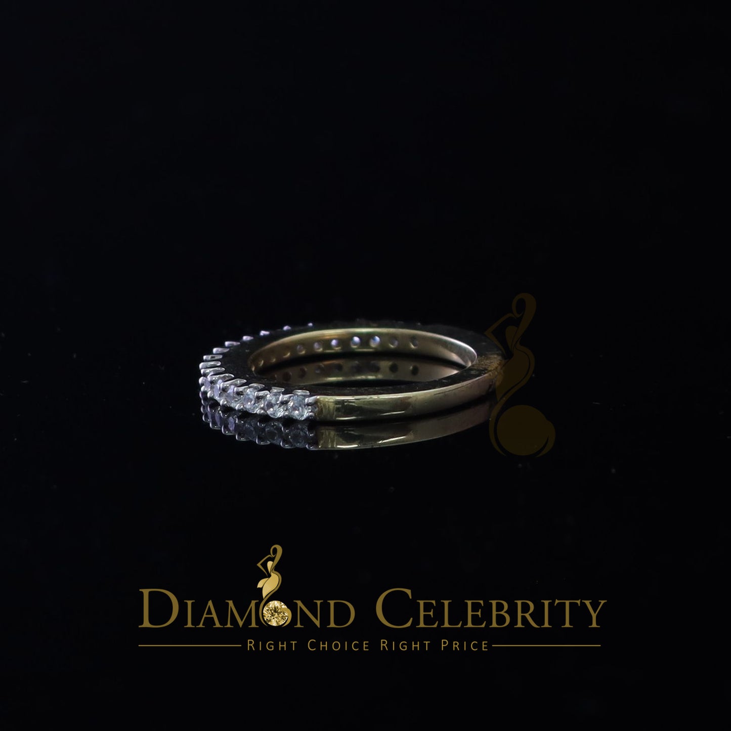 DiamondCelebritees 1.40ct 925 Sterling Yellow Silver Round Cubic Zirconia Women's/Men's Ring Size 7