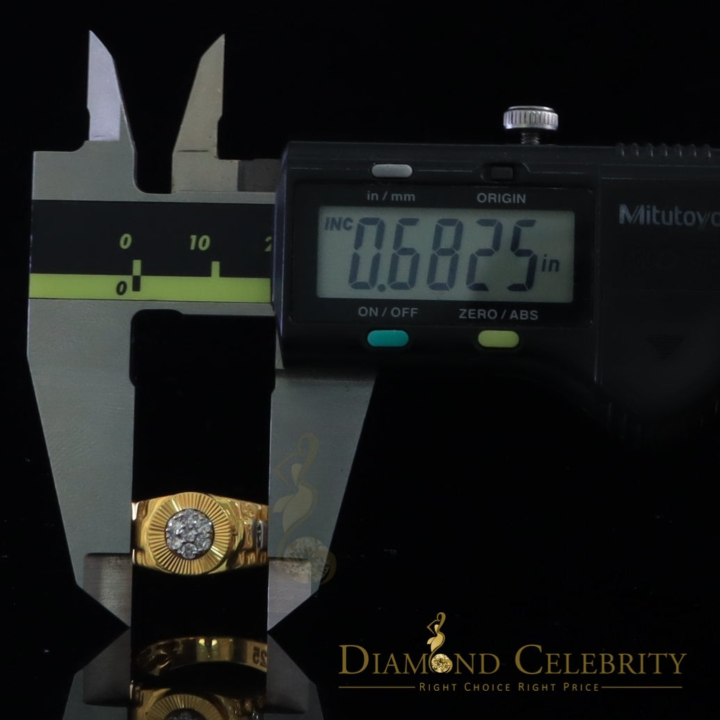 DiamondCelebritees Men's 0.30ct Cubic Zirconia Yellow Silver Heavy Look Round Ring SZ 9