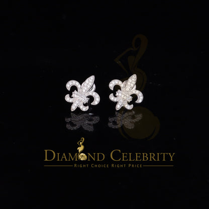 DiamondCelebritees  Fleur de Lis White Silver Screw Back 0.62ct Cubic Zirconia Women Stud Earrings
