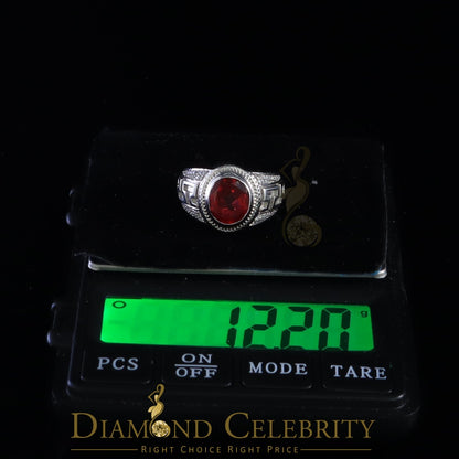 DiamondCelebritees 8.10ct 925 White Silver Oval Cubic Zirconia Men Ring Adjustable Size 9.5 to 11.5