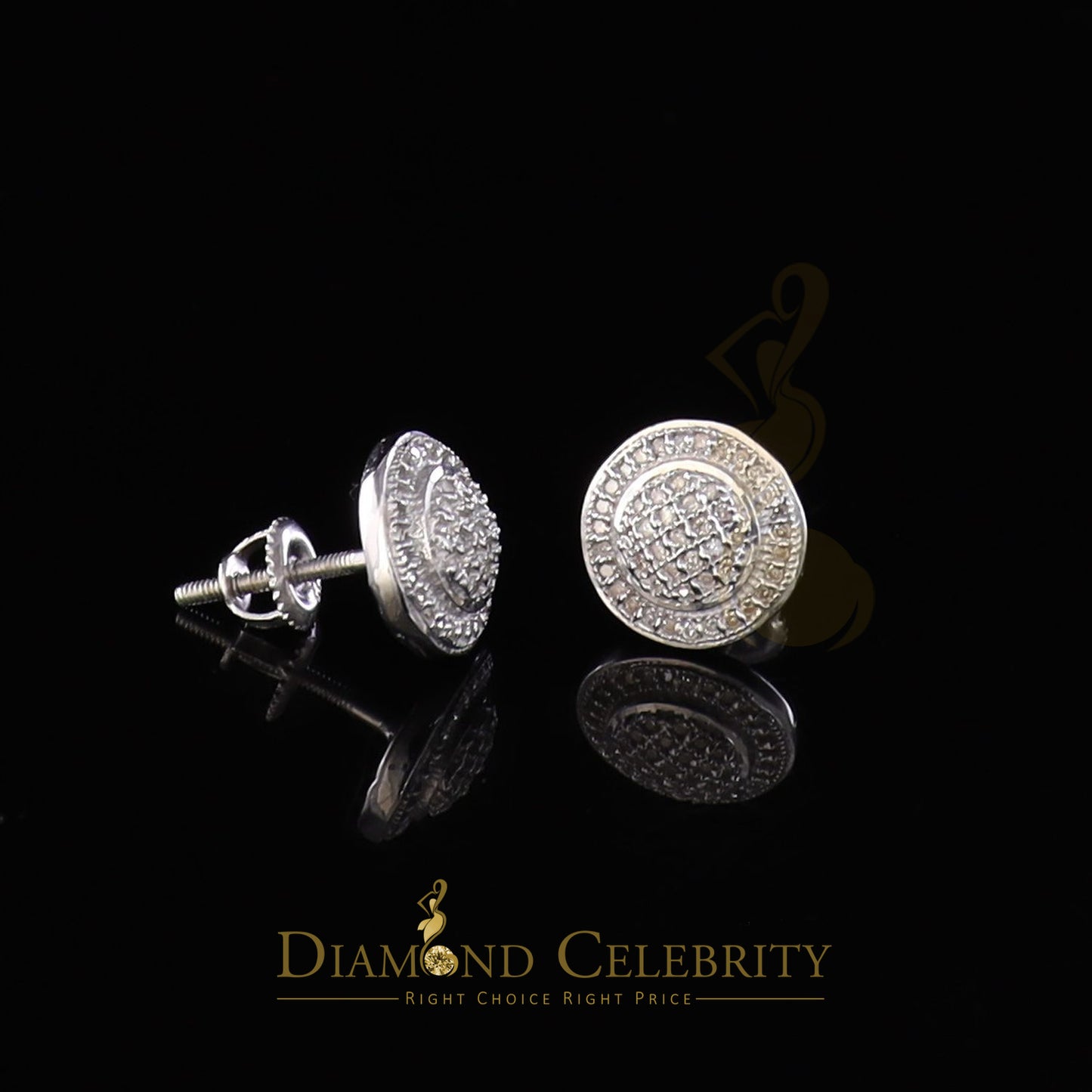 DiamondCelebritees 0.25ct Diamond 925 Sterling Silver White For Men's / Women's Round Earrings