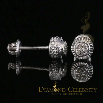 DiamondCelebritees 925 Sterling Silver 0.05ct Diamond For Women's/ Men's White Stud Round Earrings