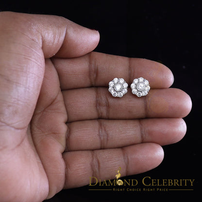 DiamondCelebritees  925 Yellow Silver 2.88ct Cubic Zirconia Women's & Men's Hip Hop Floral Earrings
