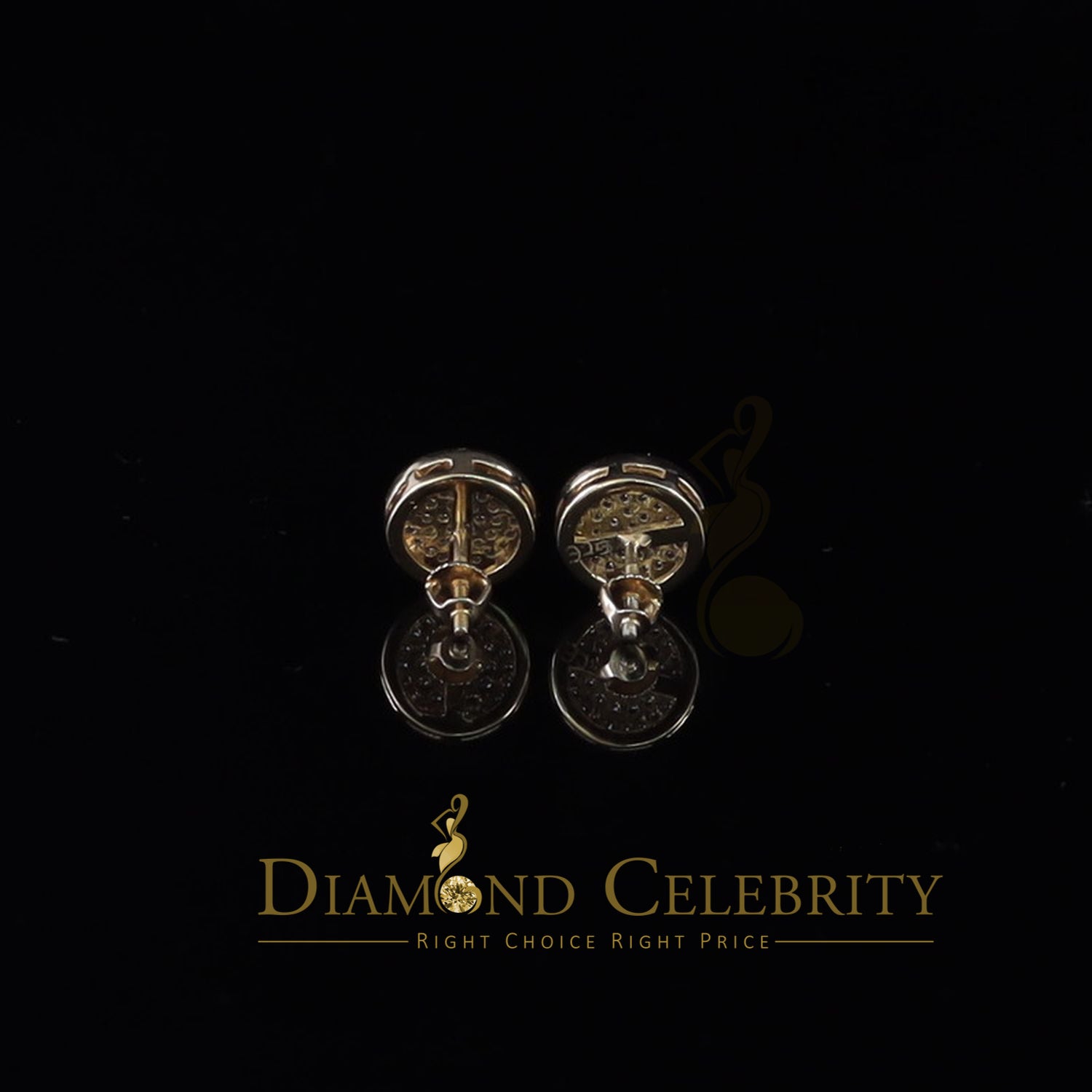 DiamondCelebritees  0.78ct Cubic Zirconia 925 Yellow Silver Women's & Men's Hip Hop Round Earrings