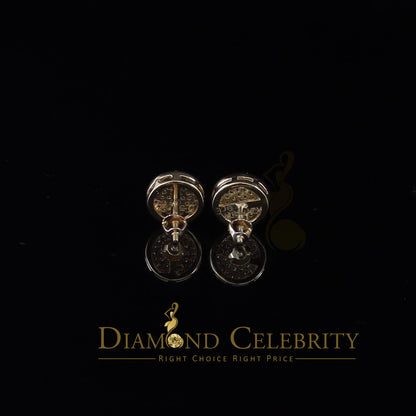 DiamondCelebritees  0.78ct Cubic Zirconia 925 Yellow Silver Women's & Men's Hip Hop Round Earrings