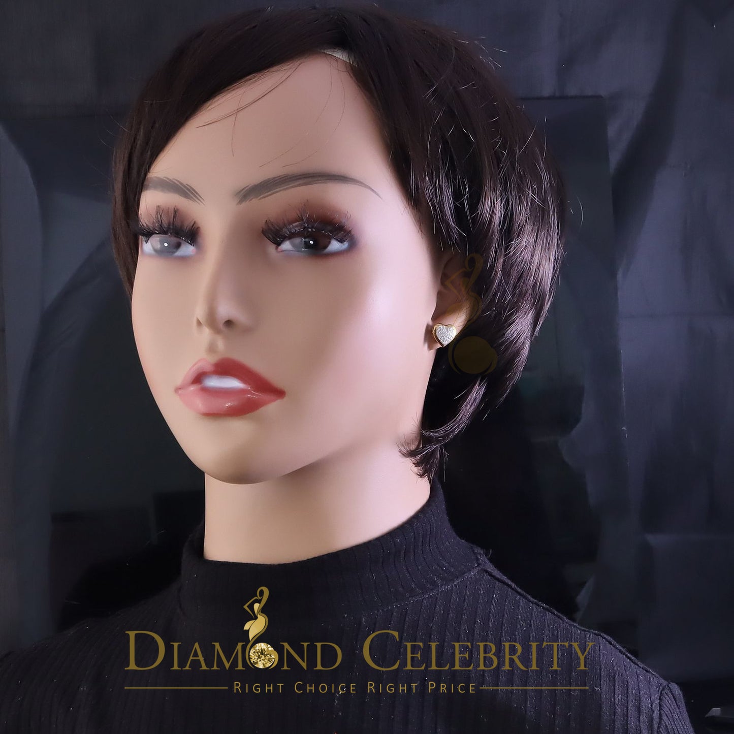 DiamondCelebritees  925 Sterling Yellow Silver 0.71ct Cubic Zirconia Heart Women's Stud Earrings