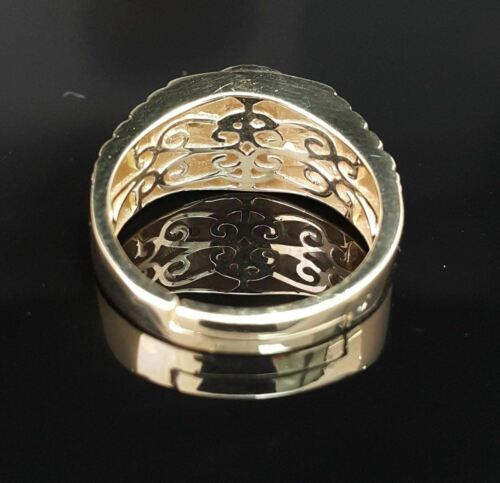 DiamondCelebritees Men's 0.30ct Cubic Zirconia Yellow Silver Round Adjustable Ring From SZ 9 to 11