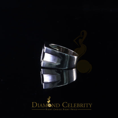 DiamondCelebritees White 925 Silver 0.85ct Cubic Zirconia Engagement Rectangle Men Rings Size10