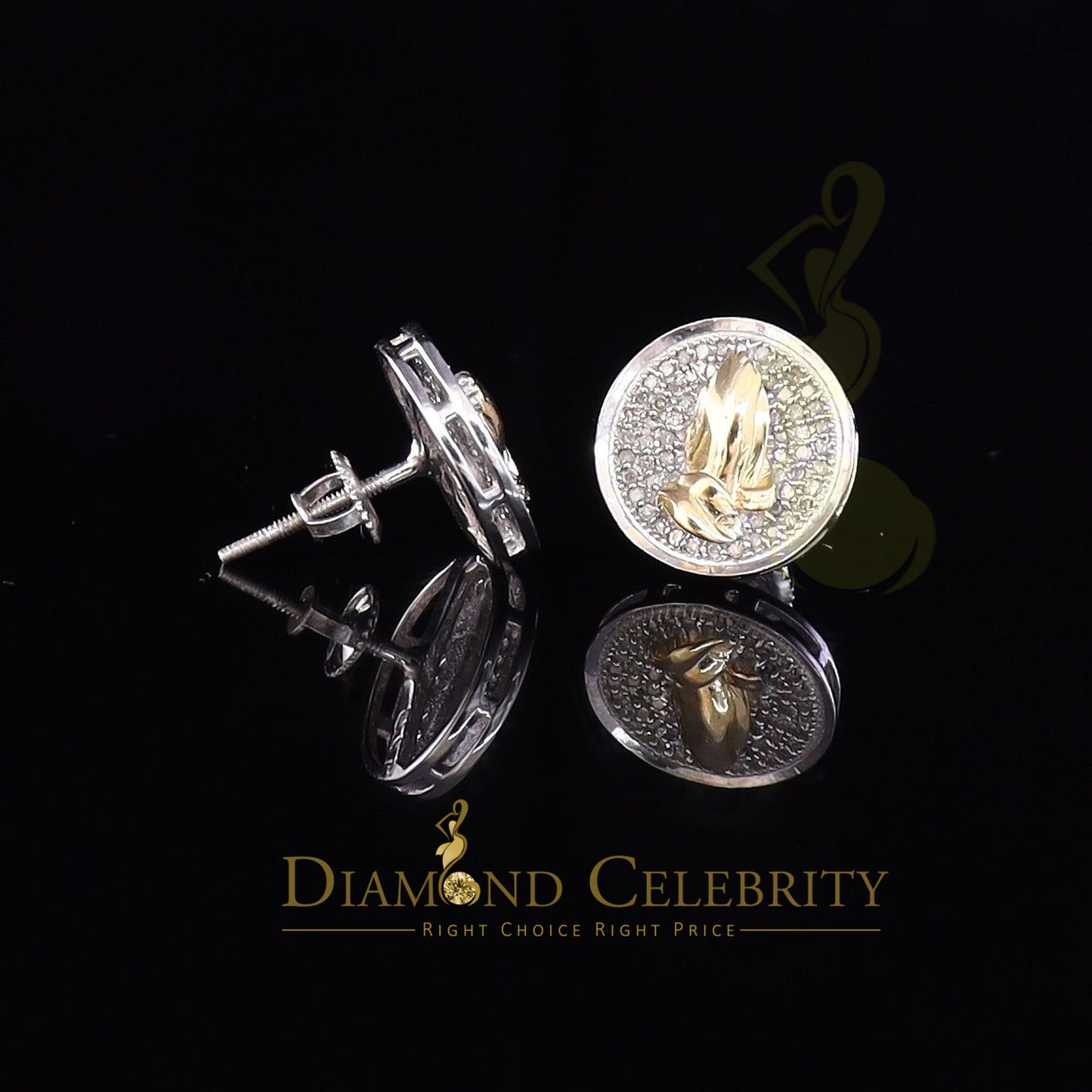 DiamondCelebritees 0.33ct Diamond 925 Sterling Silver White Round Earrings For Ladies & Gent's