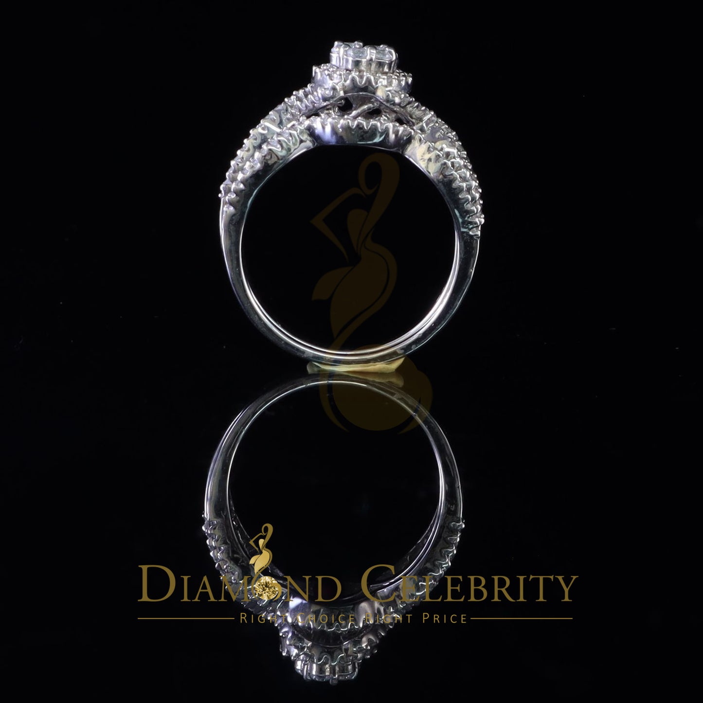 DiamondCelebritees 1.60ct Cubic Zirconia White 925 Silver Men's/ Women 2PC Bridal Rings Size 7