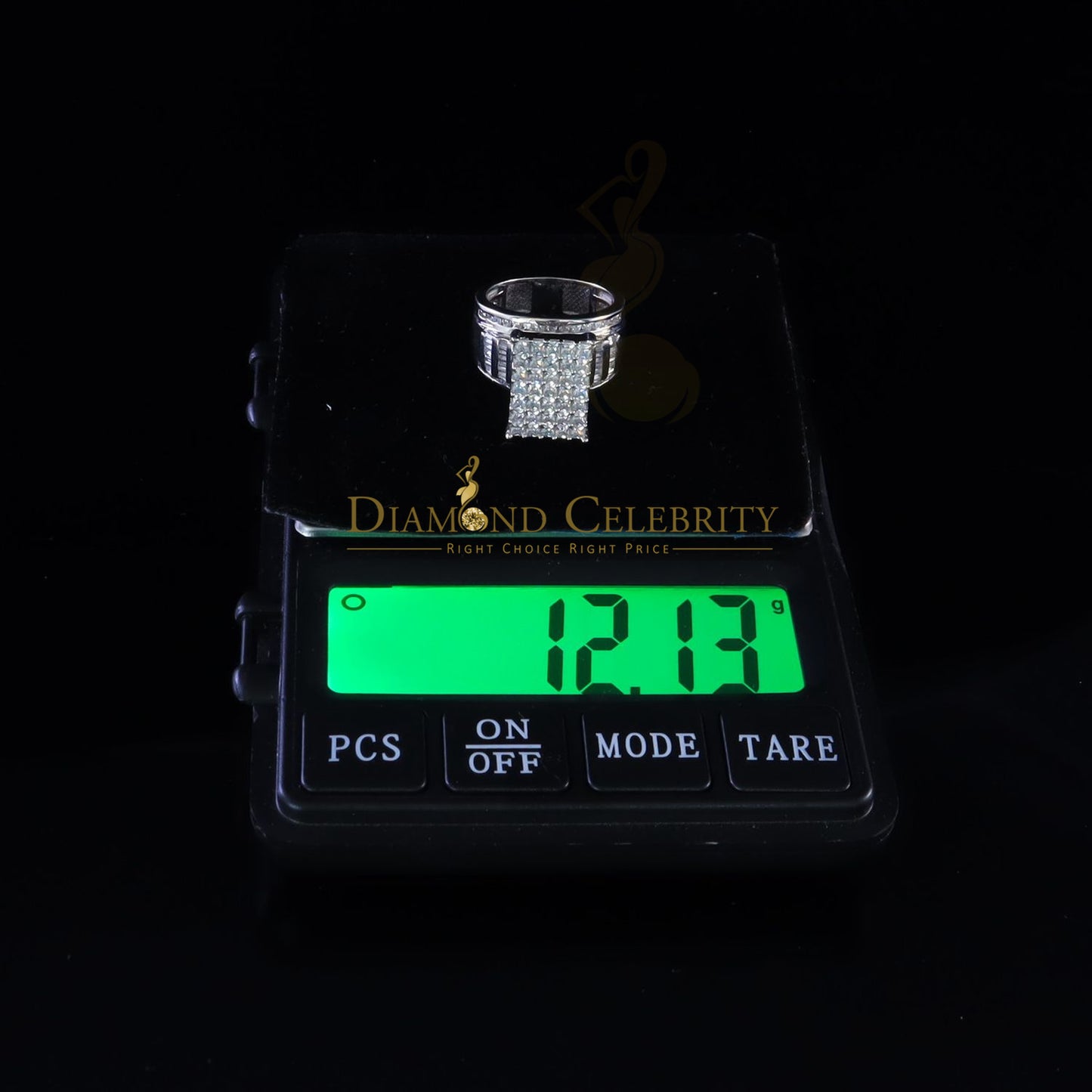 DiamondCelebritees 925 Sterling White Silver Square 4.20ct Cubic Zirconia Womens Ring Size 8