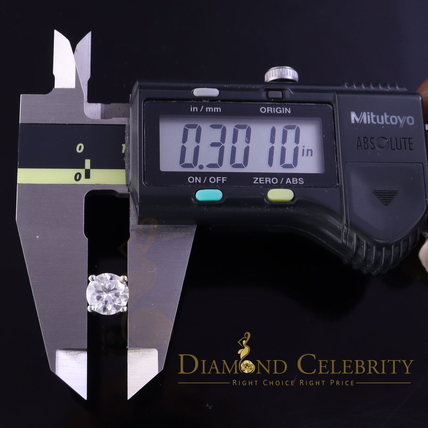 DiamondCelebritees 10k Real Yellow Gold with 3.50ct Round VVS 'D' Color Moissanite Stud Earrings