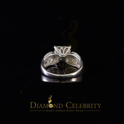 DiamondCelebritees 0.10CT Real Diamond 925 White Silver Engagement Womens Square Ring SZ 7