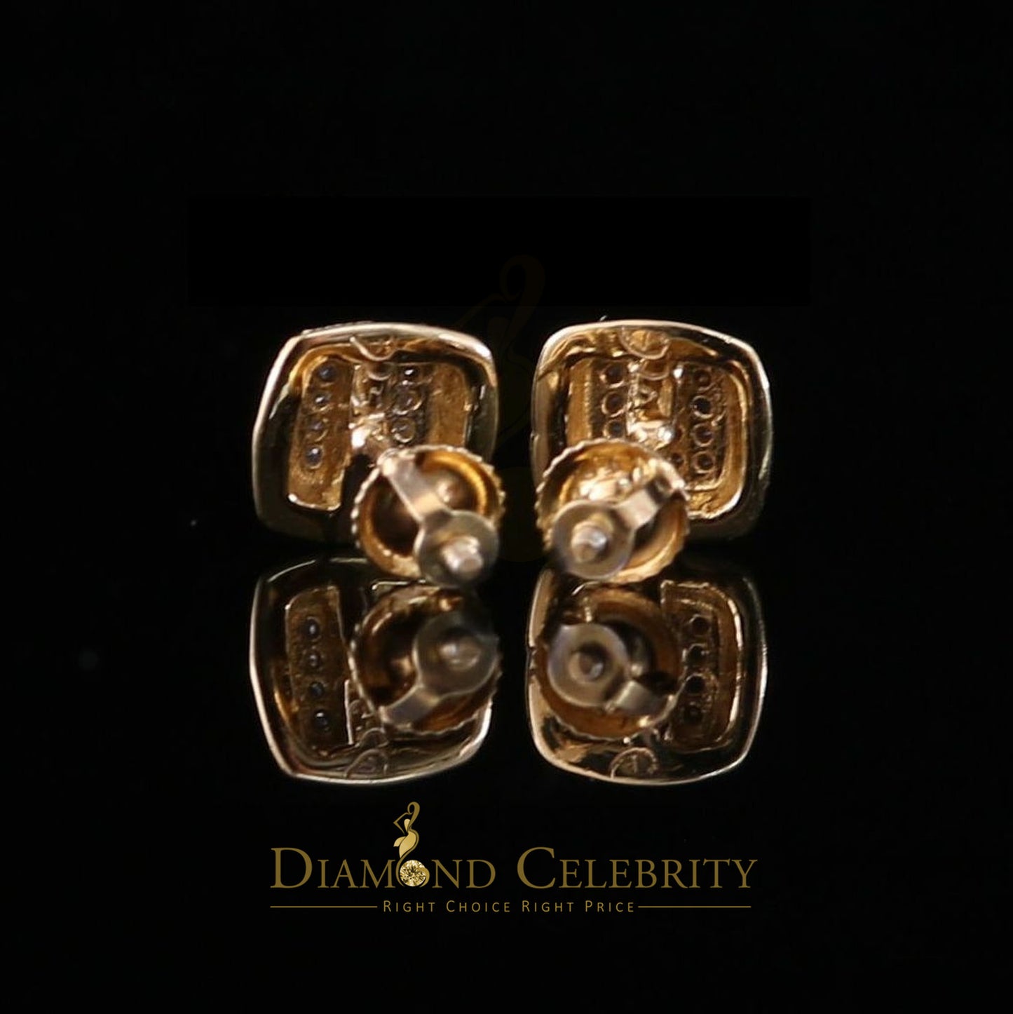 DiamondCelebritees 0.10ct Diamond Stud Earrings For Women Yellow 925 Sterling Silver Stud For unisex