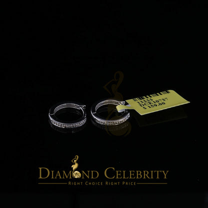 DiamondCelebritees 0.10ct Diamond 925 Sterling Silver White Hoop Stud Earrings For Men's / Women's