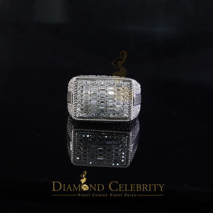 DiamondCelebritees Men's for 925 White Silver 4.50ct VVS 'D' Moissanite Rectangle Rings Size 10