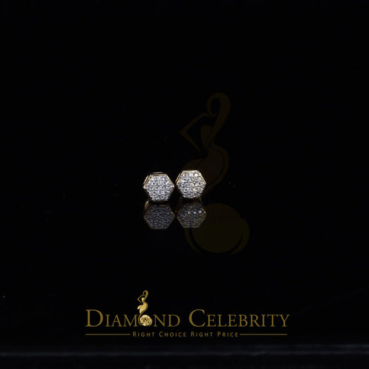 DiamondCelebritees  925 Yellow Silver 0.38ct Cubic Zirconia Women's & Men Hip Hop Hexagon Earrings