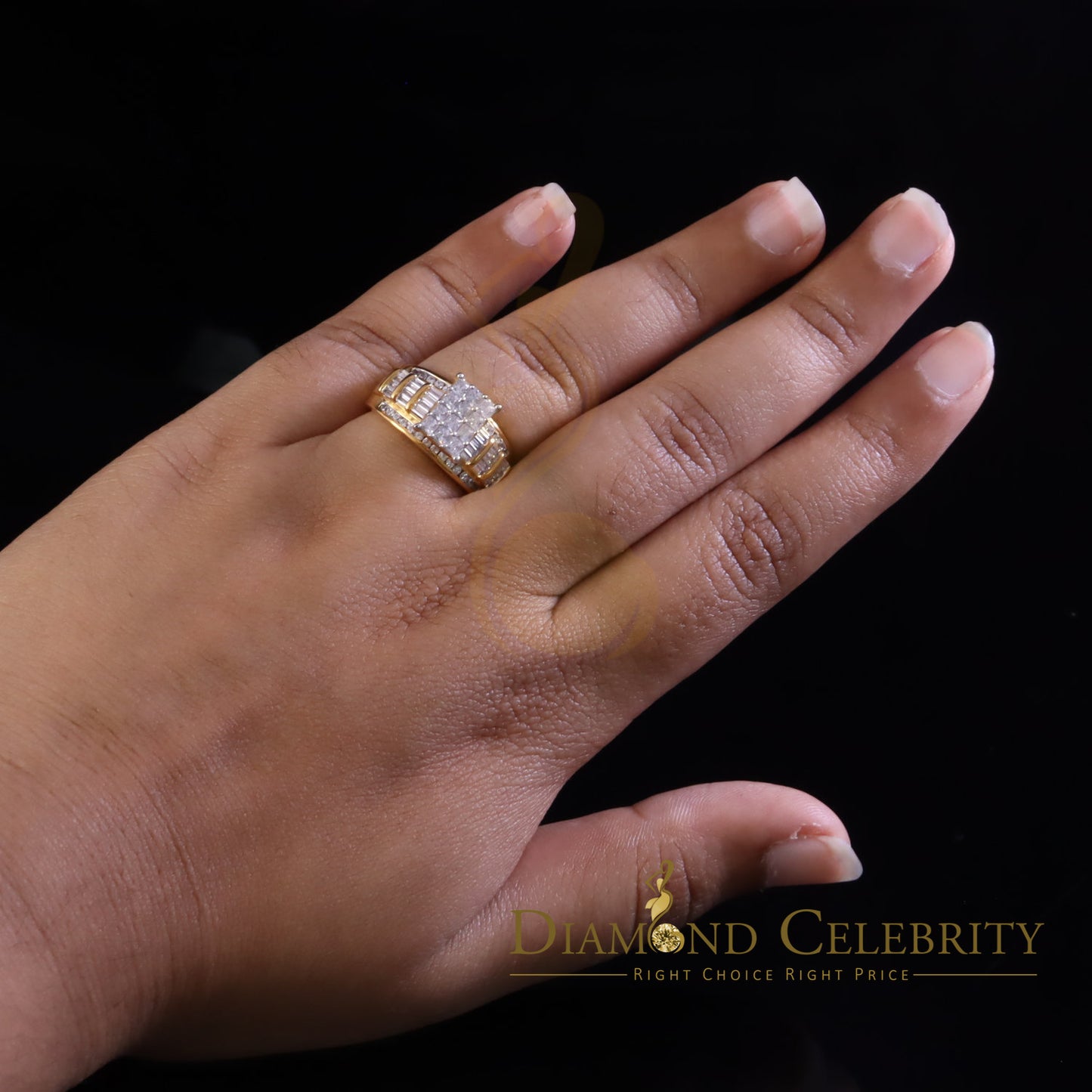 DiamondCelebritees 925 Yellow Sterling Silver Cubic Zirconia 2.80ct CinderellaWomens Ring Size 7