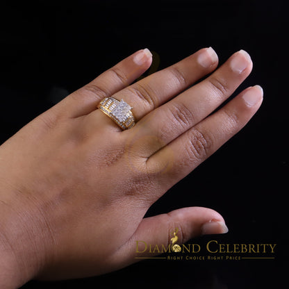 DiamondCelebritees 925 Yellow Sterling Silver Cubic Zirconia 2.80ct CinderellaWomens Ring Size 7