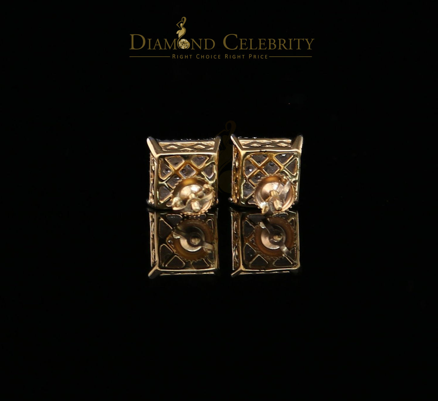DiamondCelebritees 10K Real Yellow Gold with 1.20CT Real Diamond Men's/Women's Stud Earrings