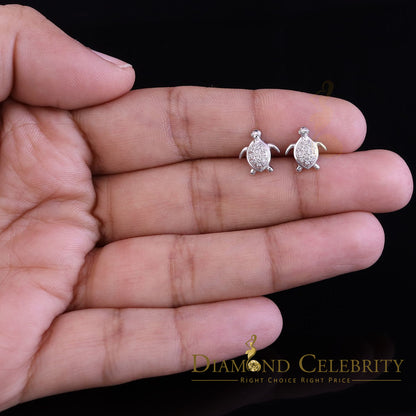 DiamondCelebritees  Women's 0.14ct Cubic Zirconia Turtle Stud Earrings White 925 Sterling Silver