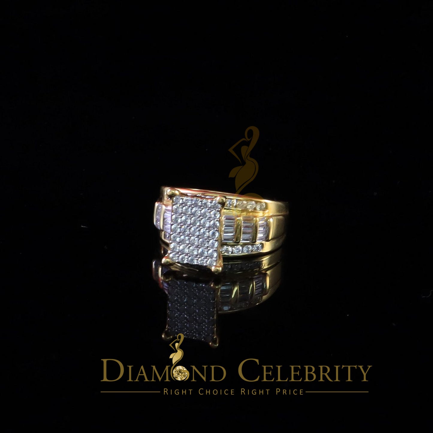 DiamondCelebritees 925 Yellow 2.25ct Cubic Zirconia Silver Cinderella Engagement Woman's Ring SZ 8