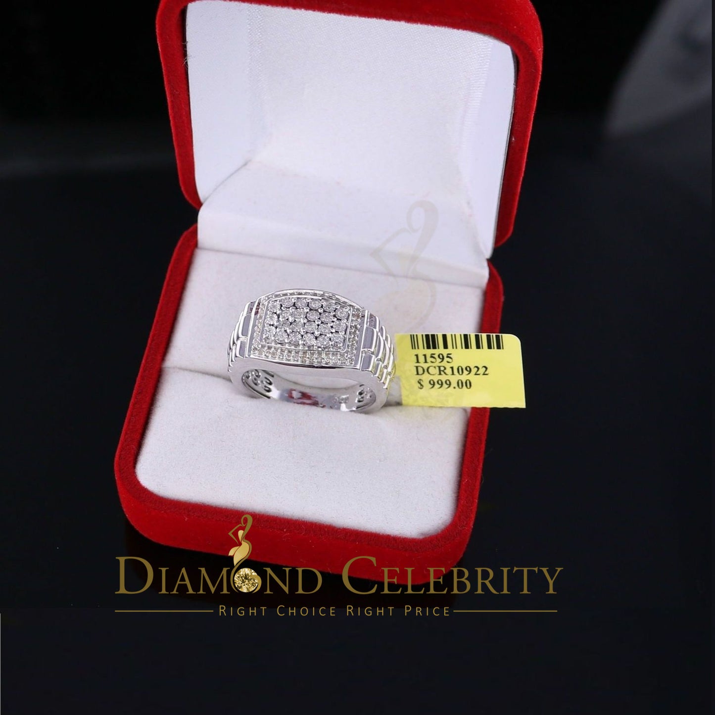 DiamondCelebritees 0.25 CT Real Diamond 925 Sterling White Silver With Fashion Men's Ring Size 10