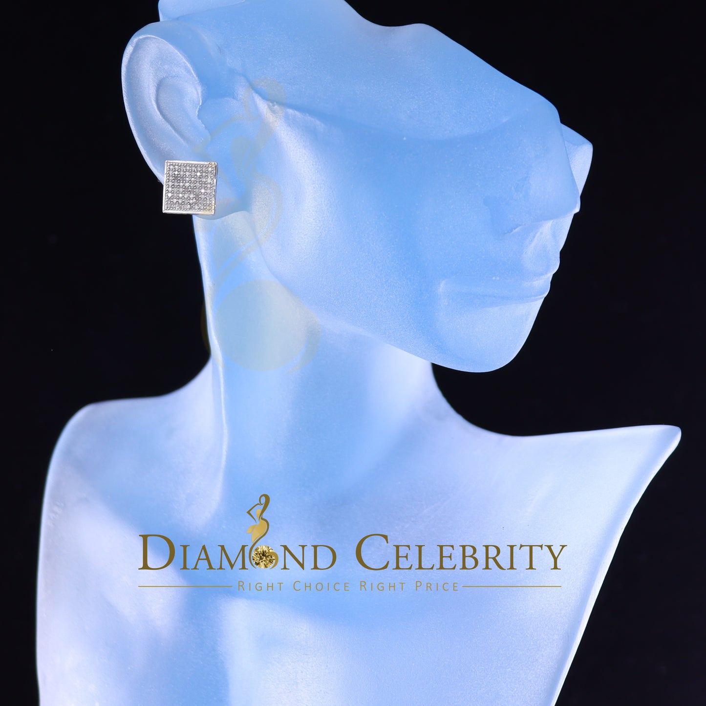 DiamondCelebritees 925 Sterling Silver 0.33ct Diamond Real For Women's & Men's White Stud Earrings
