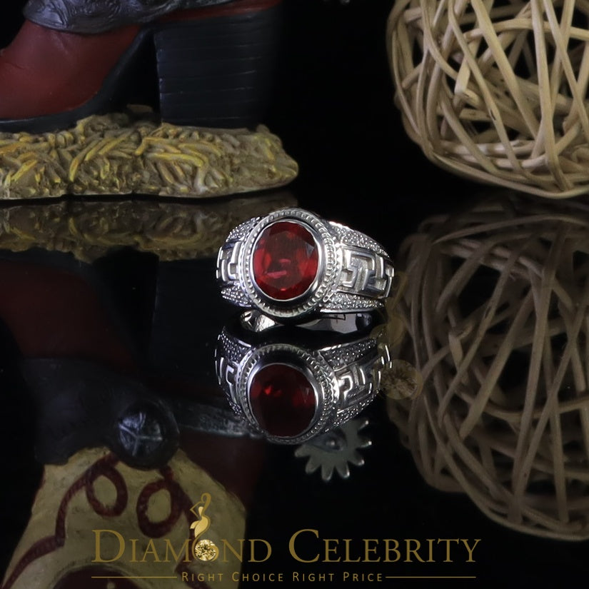 DiamondCelebritees 8.10ct 925 White Silver Oval Cubic Zirconia Men Ring Adjustable Size 9.5 to 11.5