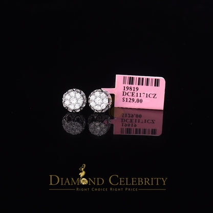 DiamondCelebritees  1.14ct Cubic Zirconia 925 White Silver Women's & Men's Hip Hop Flower Earrings