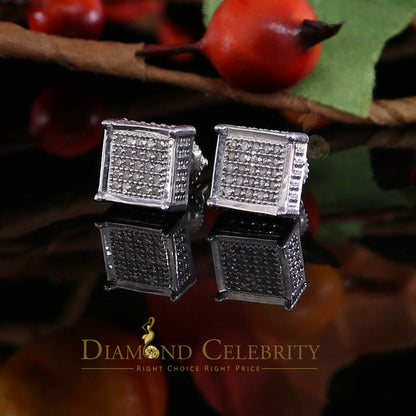 DiamondCelebritees 925 Sterling Silver 0.15ct Real Diamond For Women's & Men's White Stud Earrings