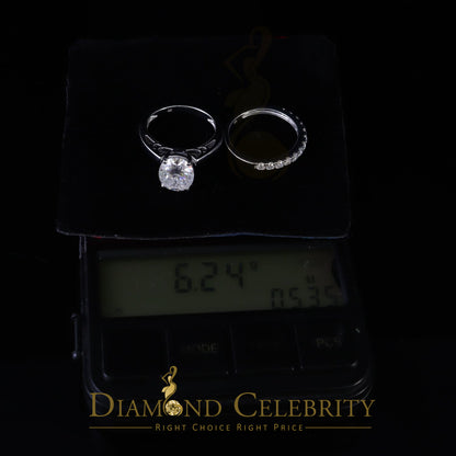 DiamondCelebritees White 5.00ct Moissanite Sterling Silver Mens/Women Bridal Rings Rectangle Size 8
