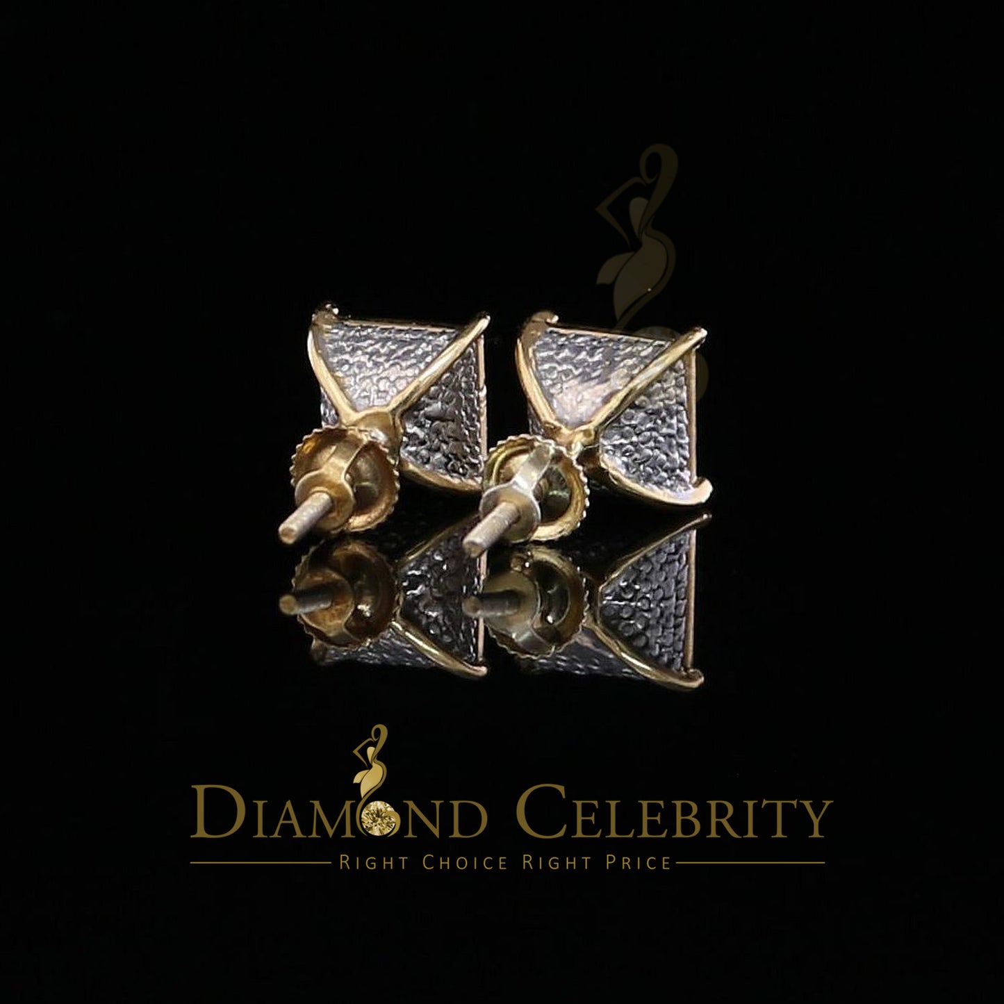 DiamondCelebritees 0.20ct Diamond Collection Yellow 925 Sterling Silver Women & Men Square Earrings