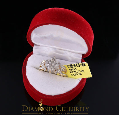 DiamondCelebritees Yellow 925 Silver 0.50 CT Real Diamond Engagement Womens Square Ring Size 7