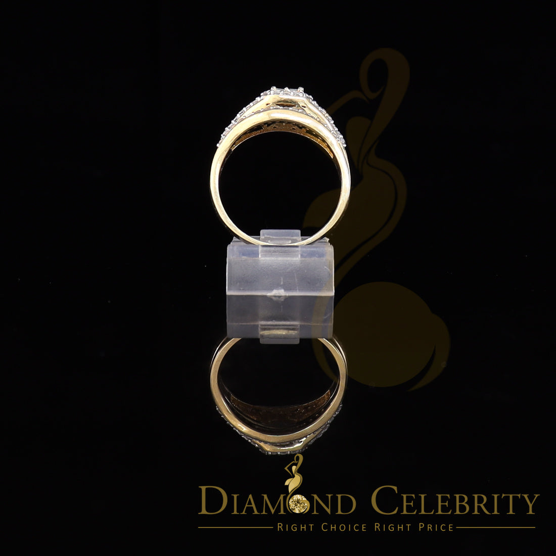 DiamondCelebritees 925 Sterling Yellow Silver Square 1.50ct Cubic Zirconia Womens Ring Size - 9