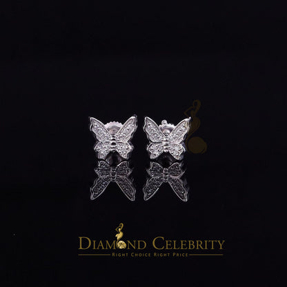 DiamondCelebritees  Women's 0.17ct Cubic Zirconia Butterfly Stud Earrings White 925 Sterling Silver