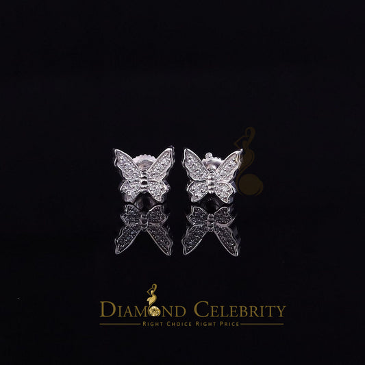 DiamondCelebritees  Women's 0.17ct Cubic Zirconia Butterfly Stud Earrings White 925 Sterling Silver