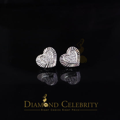 DiamondCelebritees  925 White Sterling Silver 1.36ct Cubic Zirconia Heart Women's Stud Earrings