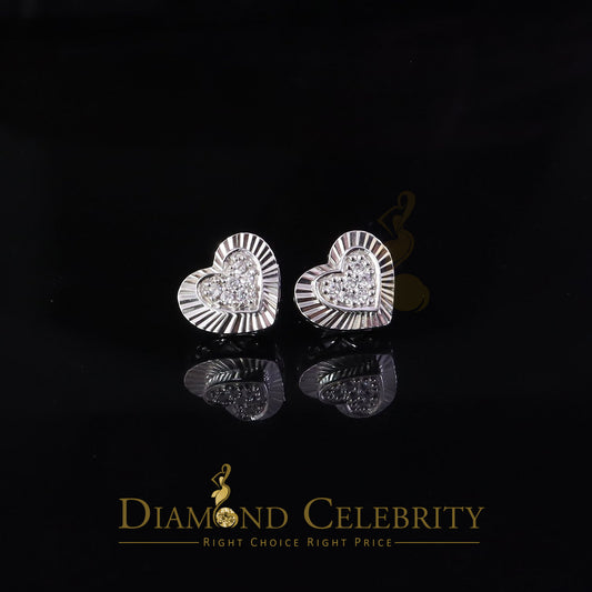 DiamondCelebritees  925 White Sterling Silver 1.36ct Cubic Zirconia Heart Women's Stud Earrings
