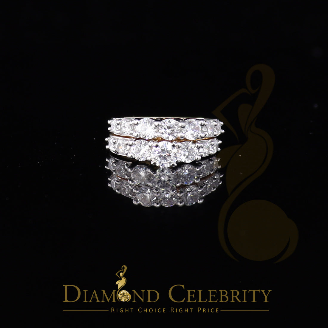 DiamondCelebritees 925 Women's 4.82ct Cubic Zirconia Yellow Silver Bridal Fashion Ring Sz 7