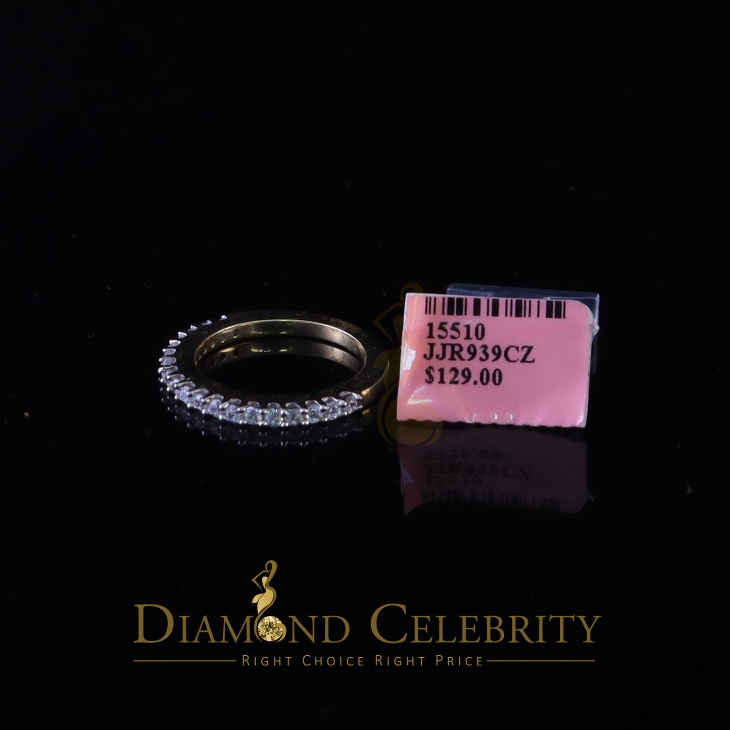 DiamondCelebritees 1.40ct 925 Sterling Yellow Silver Round Cubic Zirconia Women's/Men's Ring Size 7