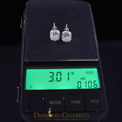 DiamondCelebritees  925 White Sterling Silver 0.58ct Cubic Zirconia Women's Hip Hop Flower Earrings