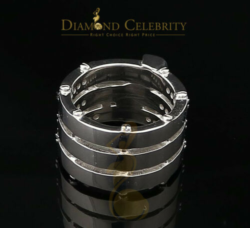 DiamondCelebritees 925 Silver White 1.50ct Cubic Zirconia Texan Wide Band Cocktail Ring Size 10