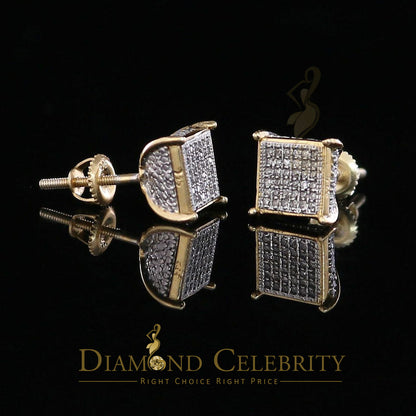 DiamondCelebritees 0.20ct Diamond Collection Yellow 925 Sterling Silver Women & Men Square Earrings
