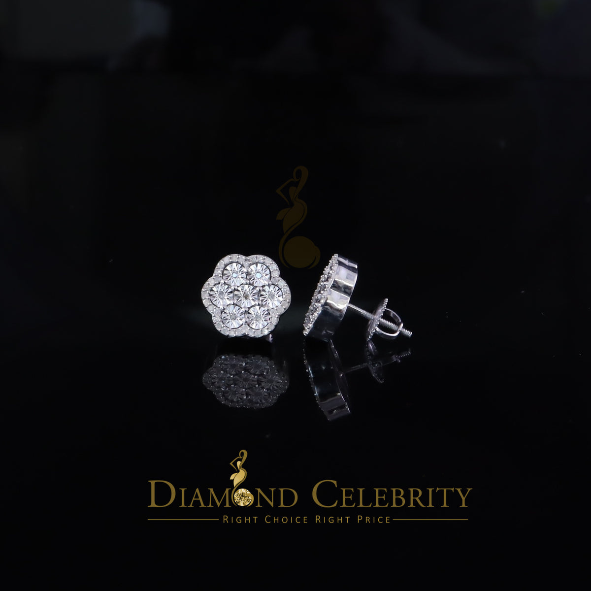 DiamondCelebritees Miracle Set 0.40ct Diamond 925 Silver White 11MM for Men's & Women Stud Earrings