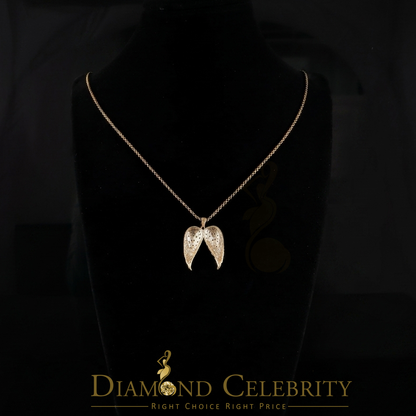 DiamondCelebritees  0.15ct Genuine Diamond Stones Angel Wings 925 Sterling Silver Yellow Pendant